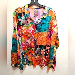 100% silk multicolor blouse by Johnny Was
